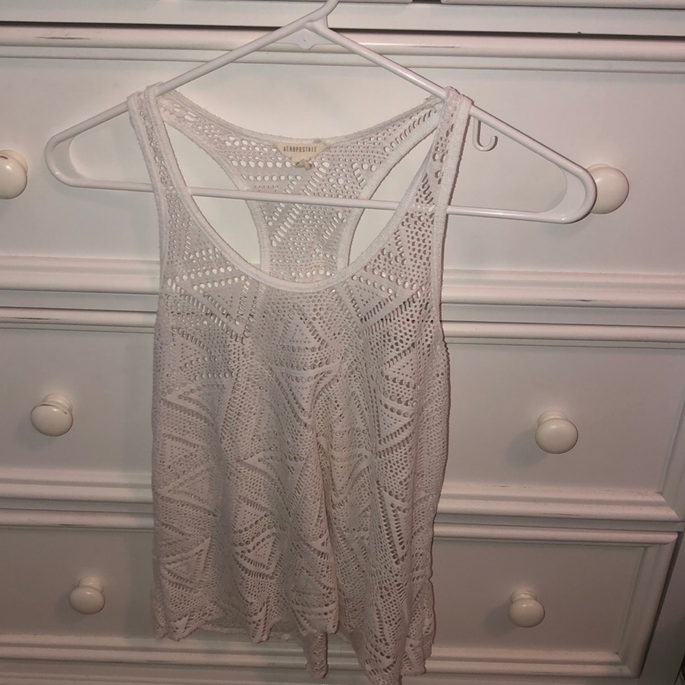 Very cute, white athletic tank top!